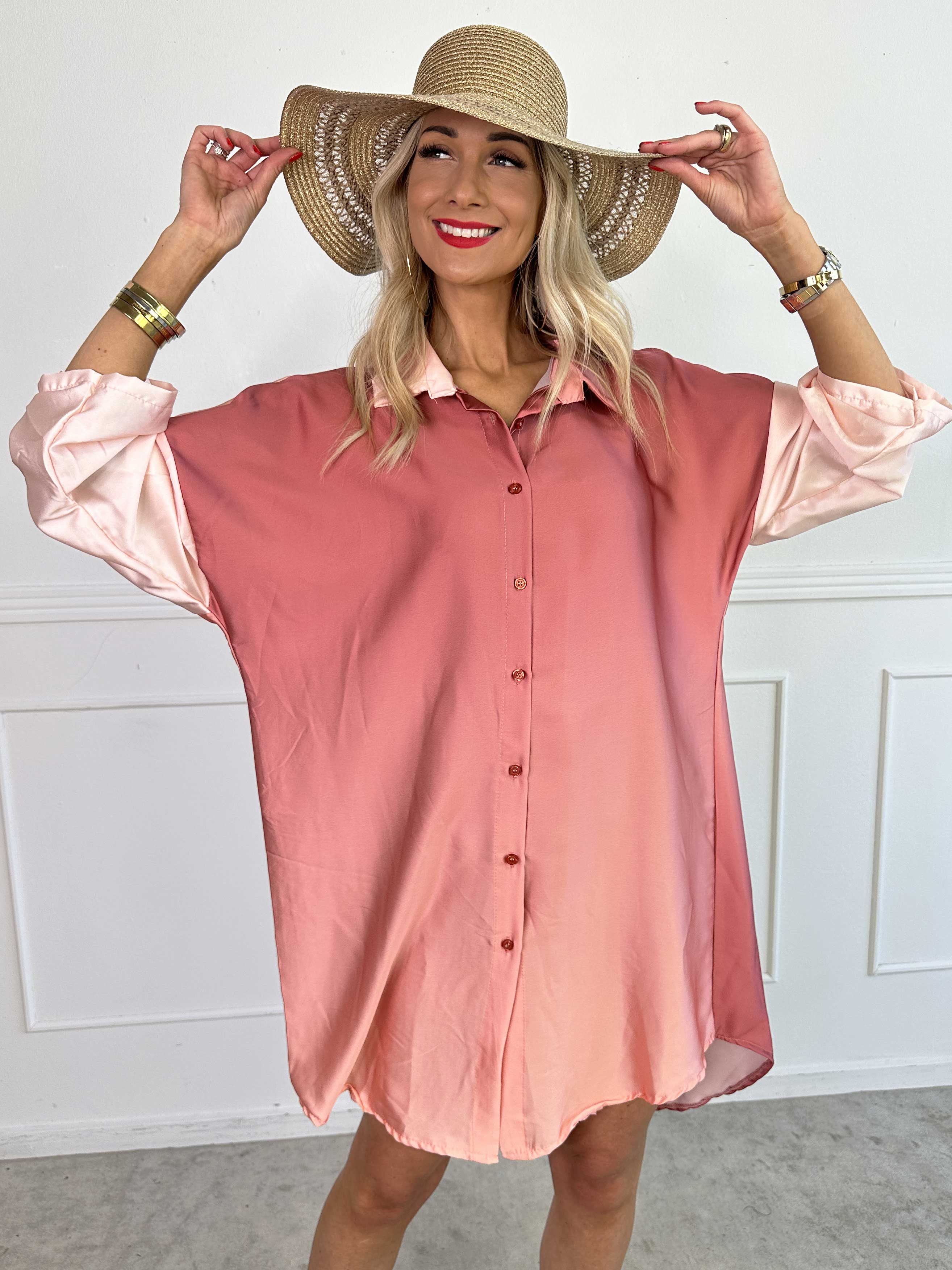 Camilia - Skjortklänning i lös passform i flerfärgad